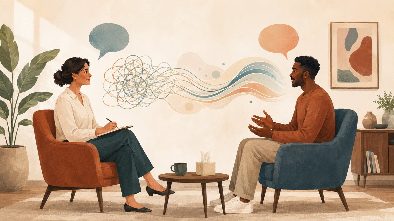 Ședință de consiliere psihologică — dialog între psiholog și client